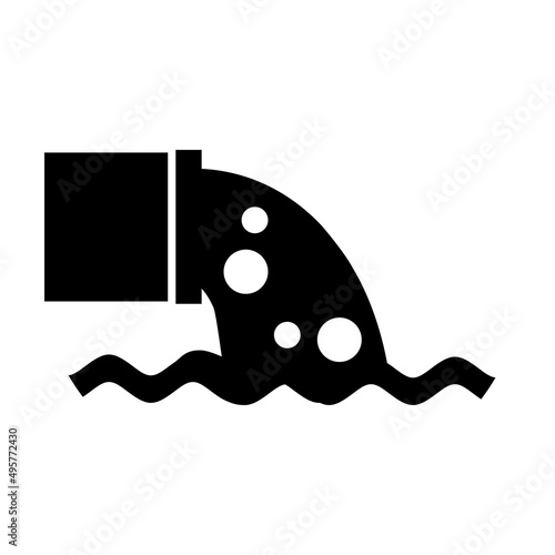 waste water icon isolated on a white background, chemical pollution flows from the pipe