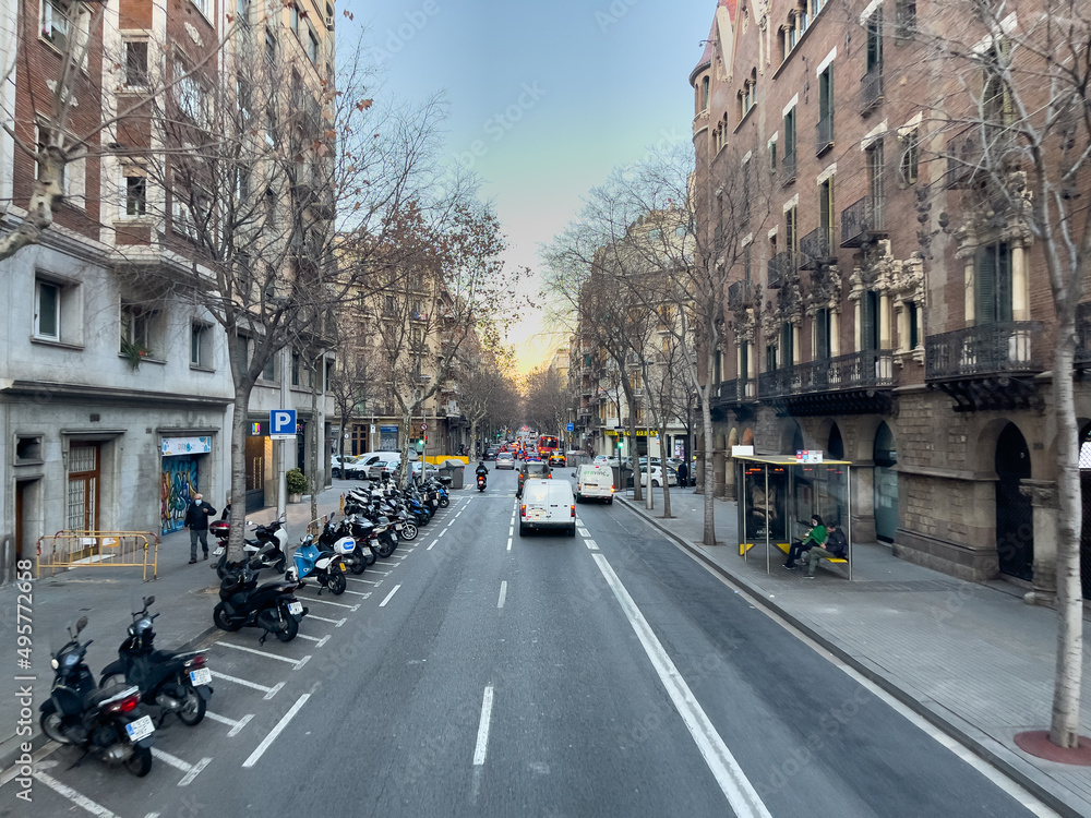 View from a bus over the streets in Barcelona
