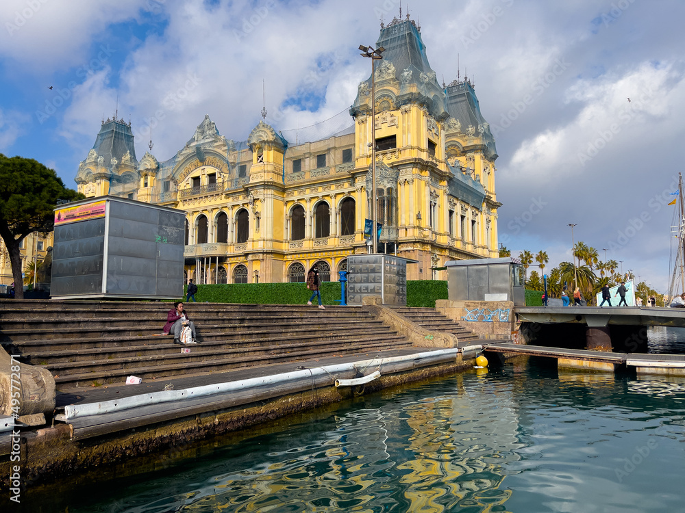 Naklejka premium Historic port authority building in Barcelona