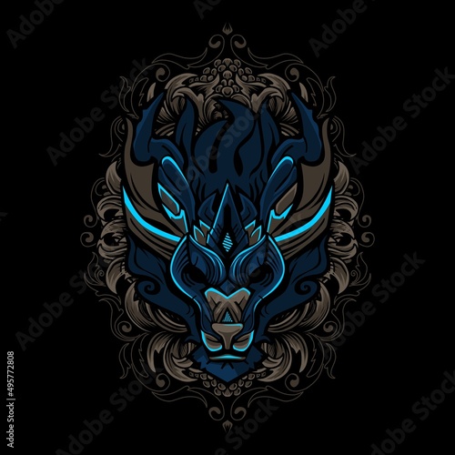 Legendary fantasy dragon head vector illustration