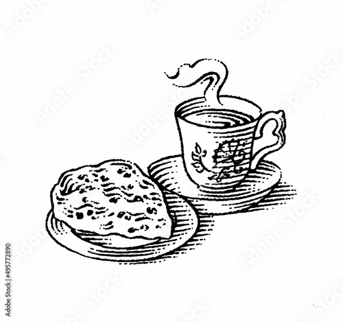 Принти на полотні cup of tea and scone