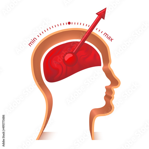 Man head silhouette with brain speedometer vector illustration isolated on white background