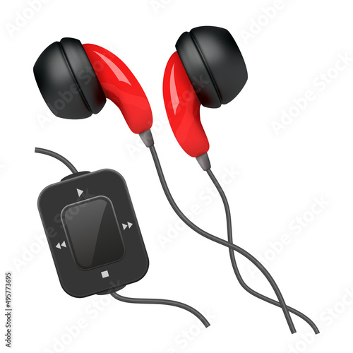 Headphones in-ear plugs vector illustration isolated on white background