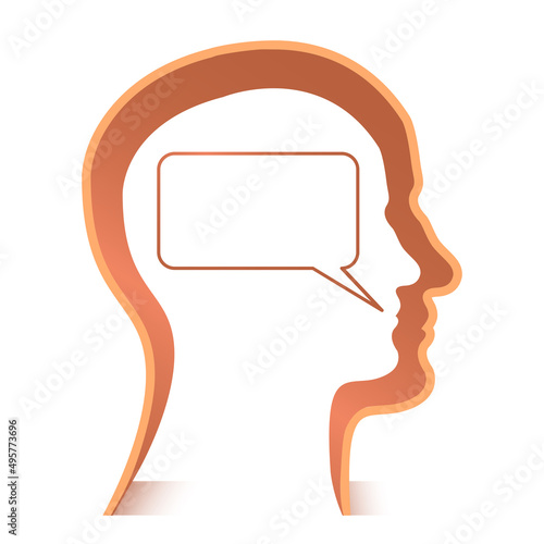 Man head silhouette with message vector illustration isolated on white background