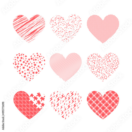 Heart shapes set vector illustration isolated on white background