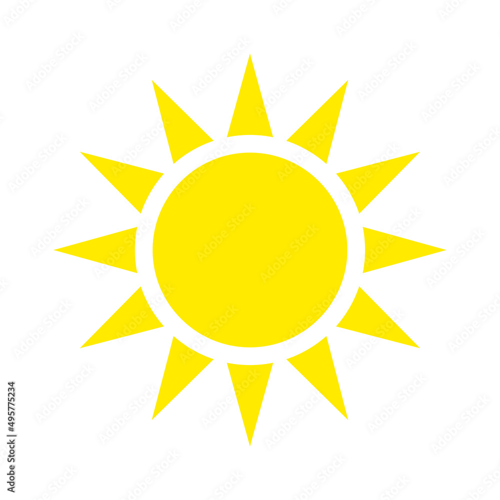 The sun icon vector illustration. yellow sun symbol on a white background The sun icon vector illustration. yellow sun symbol on a white background