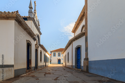 Church of the sanctuary of Bom Jesus of Matosinhos at Congonhas, Minas Gerais, Brazil and Statues of the prophets sculpted by Aleijadinho photo