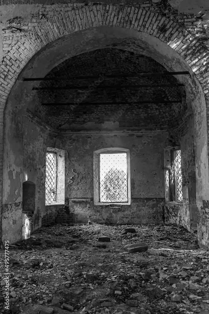 interior of the destroyed Orthodox church interior of the destroyed Orthodox church