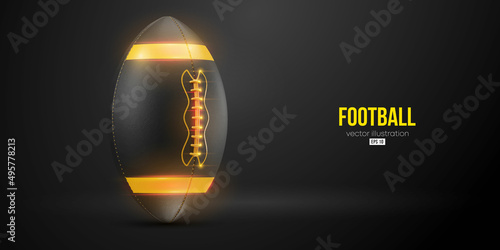 Realistic silhouette of a NFL american football ball man in action isolated black background. Vector illustration