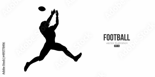 Abstract silhouette of a NFL american football player man in action isolated white background. Vector illustration