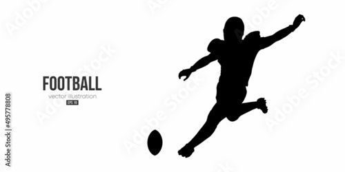 Abstract silhouette of a NFL american football player man in action isolated white background. Vector illustration