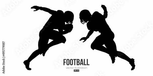 Abstract silhouette of a NFL american football player man in action isolated white background. Vector illustration