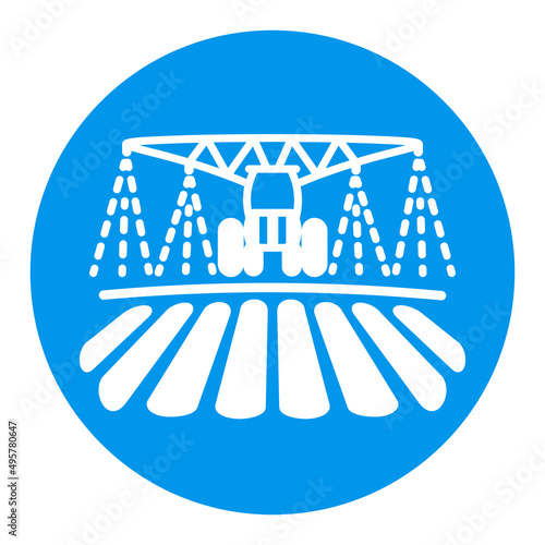 Tractor watering, soil and fertilizing field icon