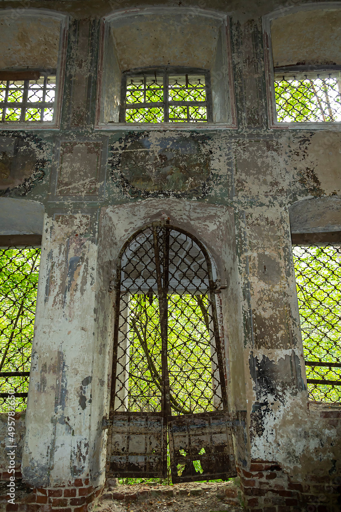 the interior of an abandoned temple