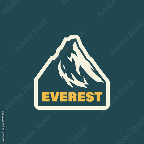 Mountain Everest logo. Hill sticker illustration. Rock Vector design