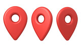Red map pin location pointer isolated on white background 3D rendering