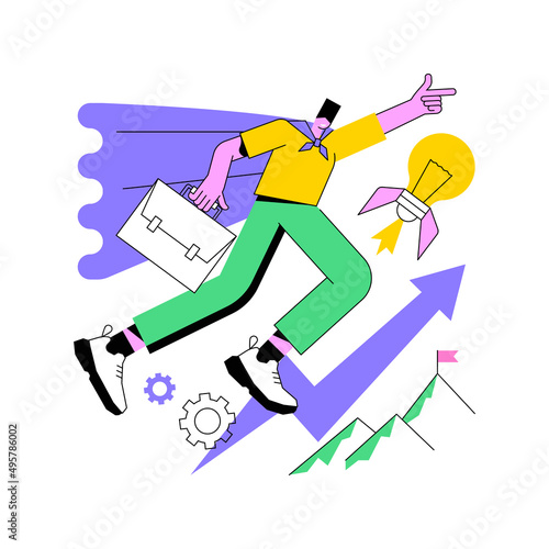 Business mission abstract concept vector illustration. Mission statement, business goals and philosophy, company vision, core values, customer engagement, loyalty and satisfaction abstract metaphor.