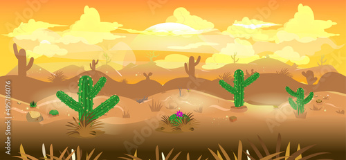 Parallax Desert 2D Background. 2D Desert Game Background