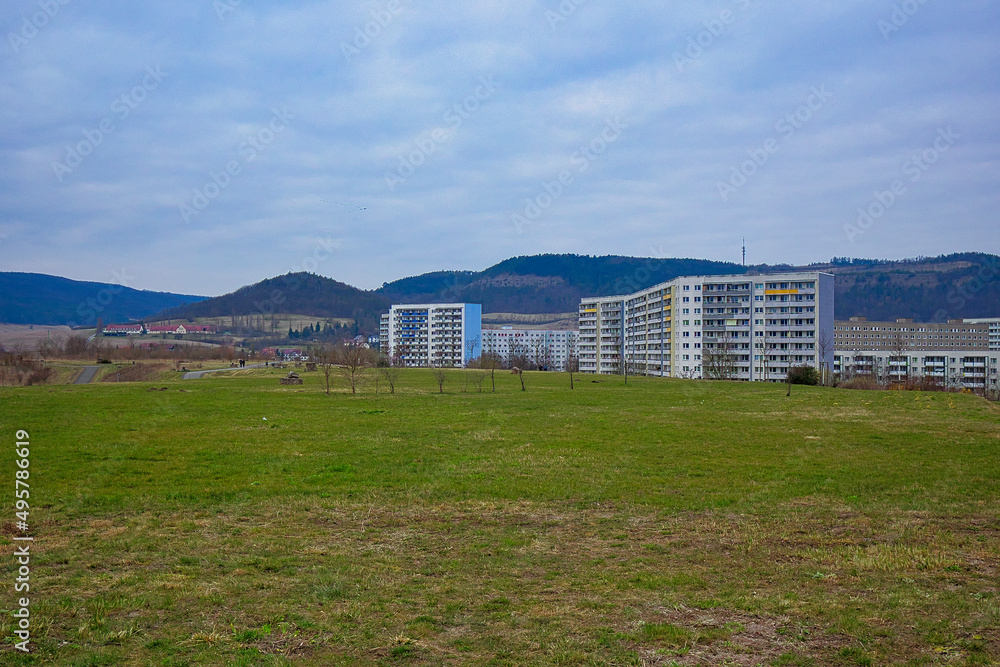 Plattenbau Wohnungen in Jena, Thüringen, Wohnhäuser, DDR Bauten Plattenbau Wohnungen in Jena, Thüringen, Wohnhäuser, DDR Bauten