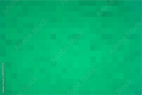 Green mosaic pixel background. Vector geometric texture from green squares. A backing of mosaic squares. Light green background for post  screensaver  wallpaper  postcard  poster  banner  cover