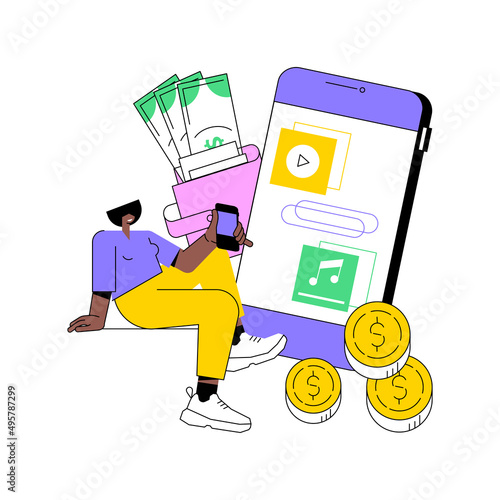 App monetization abstract concept vector illustration. Mobile app advertisement, app download promotion methods, mobile users attraction, startup launch, marketplace position abstract metaphor.