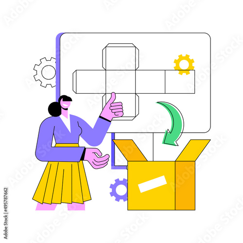 Digital packaging abstract concept vector illustration. Digital technology, 3D software, AR labels, marketing tool, attract customer, augmented reality, customize order abstract metaphor.