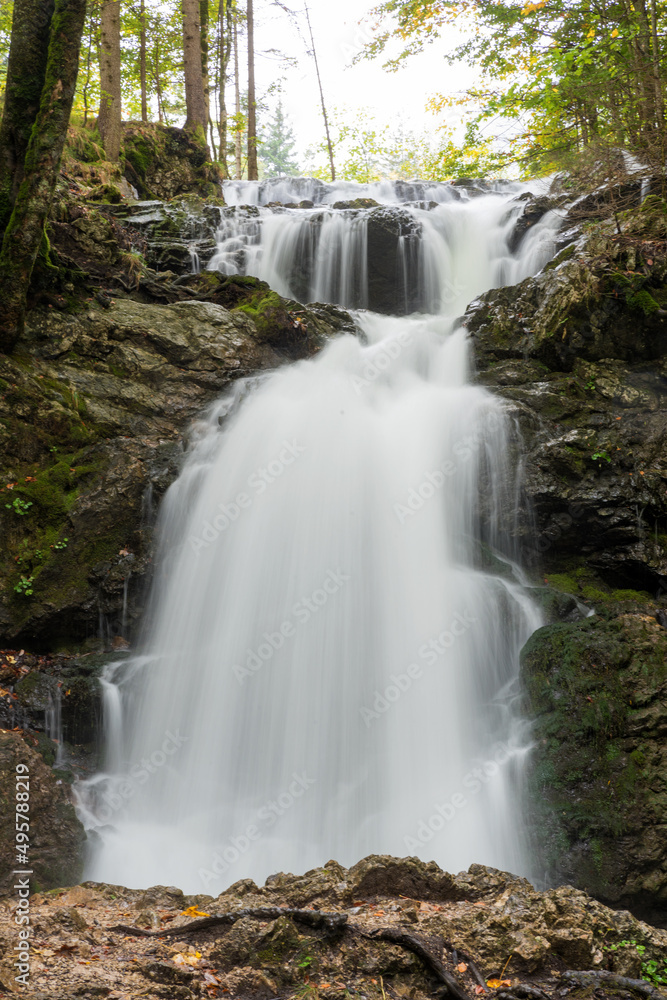 Fototapeta premium water cascade Josefsthal Schliersee, long exposure shot