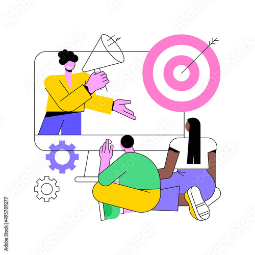 Addressable TV advertising abstract concept vector illustration. TV ad campaign, new advertising technology, addressable television, target marketing, audience relevant message abstract metaphor.