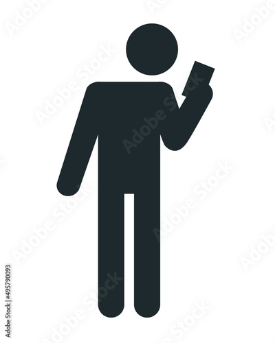 Icon of a male person looking at the phone. Flat vector illustration for animation. Eps10