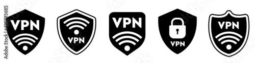 Collection of vector VPN icons. Virtual Private Network symbols isolated on white