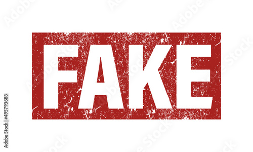 Red Fake Stamp Vector isolated on white. Fake news warning.