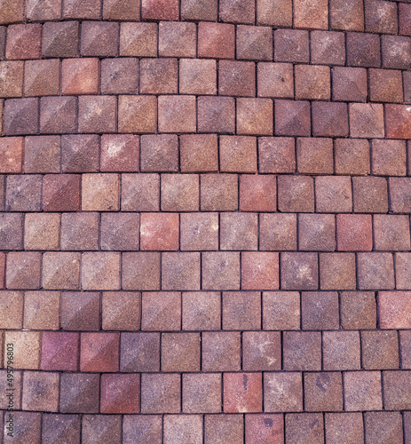 Lavender brick wall background.