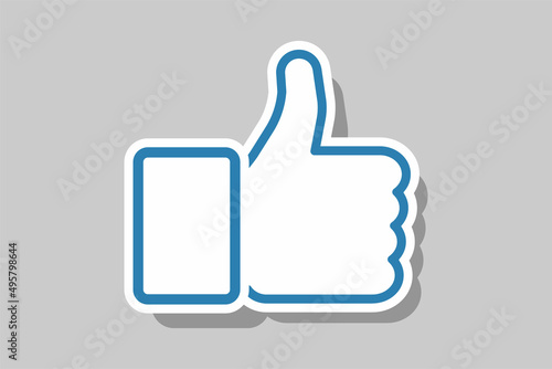 Icon thumb up. Thumb like social net. Button like for interent and social net. Symbol thumb up for web media. Vector