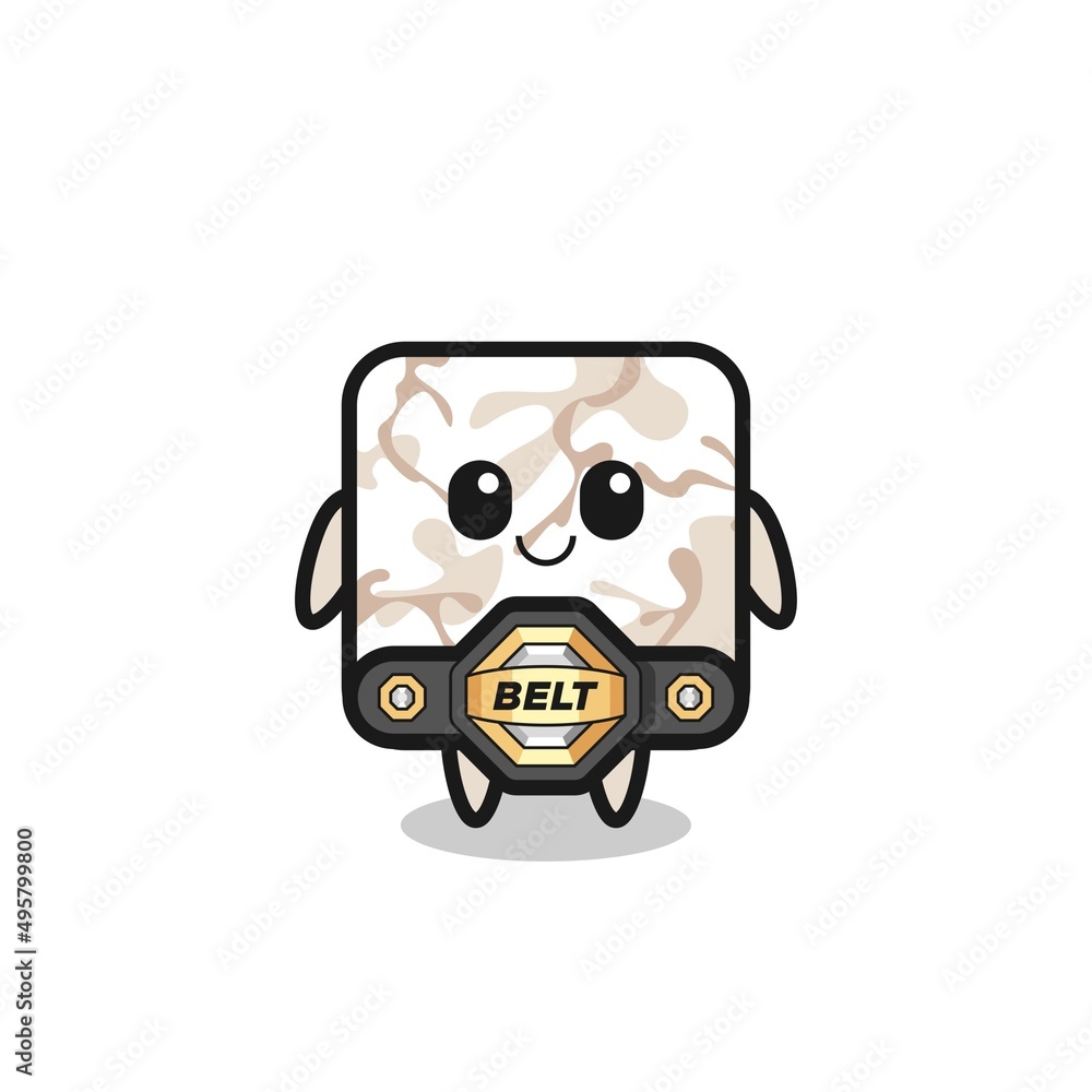 the MMA fighter ceramic tile mascot with a belt