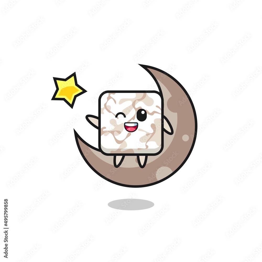illustration of ceramic tile cartoon sitting on the half moon illustration of ceramic tile cartoon sitting on the half moon