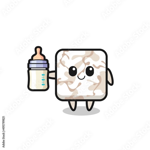 baby ceramic tile cartoon character with milk bottle © heriyusuf