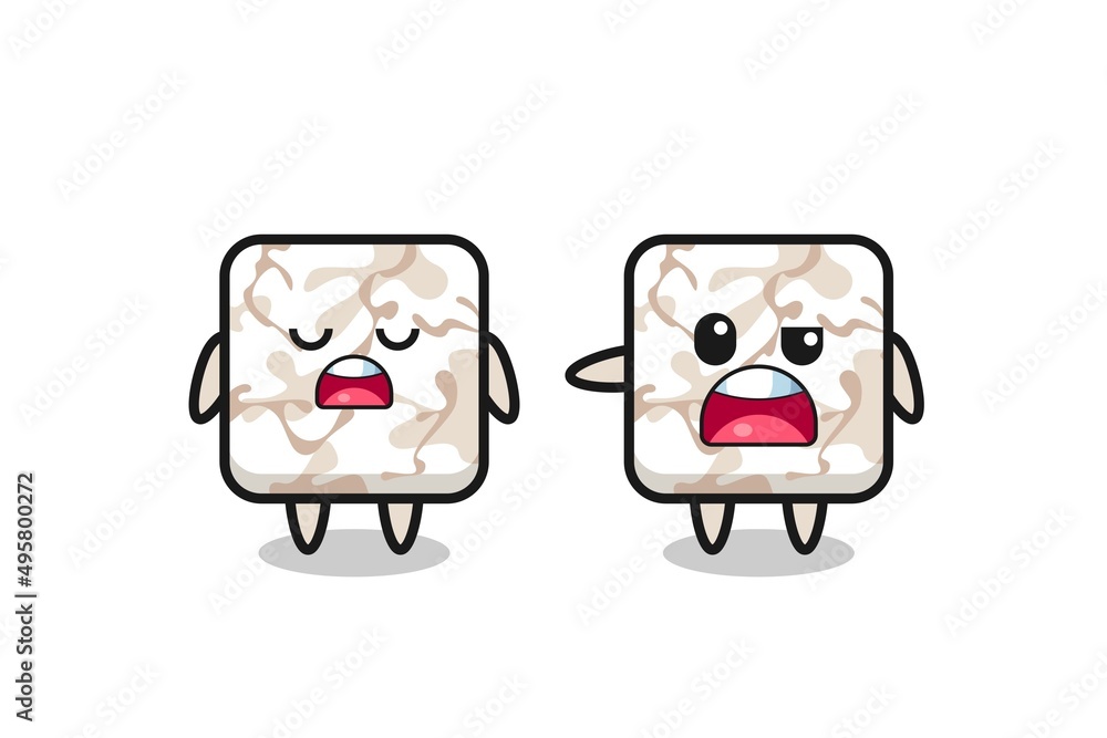 illustration of the argue between two cute ceramic tile characters illustration of the argue between two cute ceramic tile characters