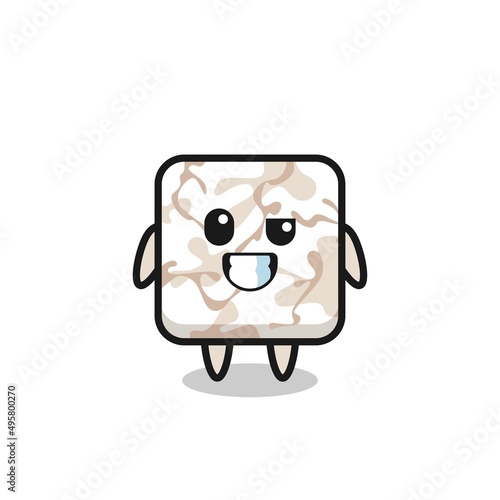 cute ceramic tile mascot with an optimistic face