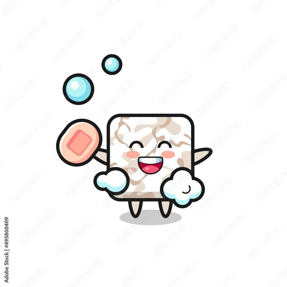 ceramic tile character is bathing while holding soap ceramic tile character is bathing while holding soap