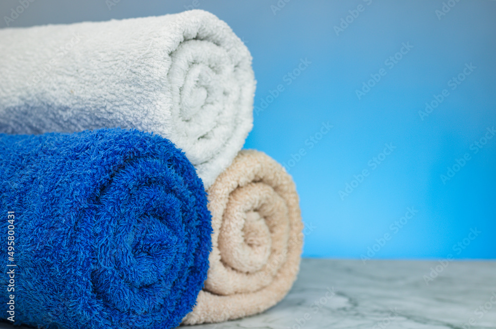 Towels rolled on a granite base Towels rolled on a granite base