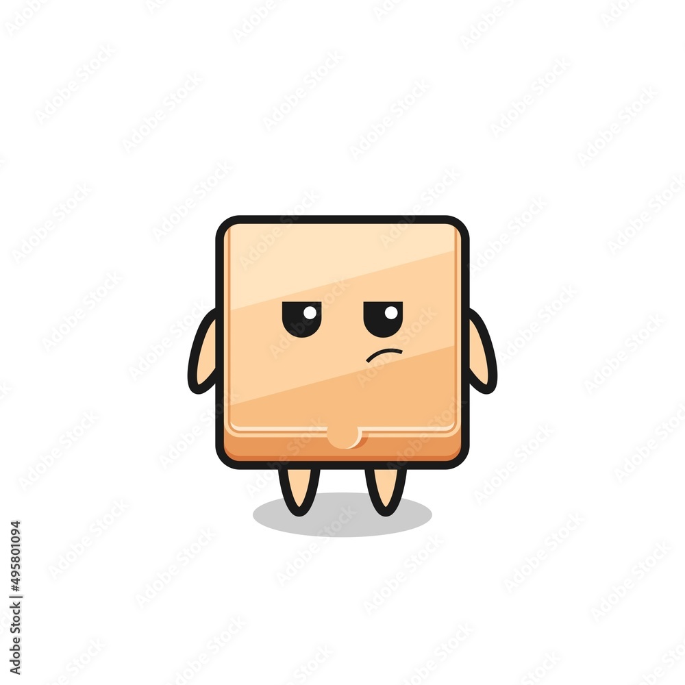 cute pizza box character with suspicious expression cute pizza box character with suspicious expression