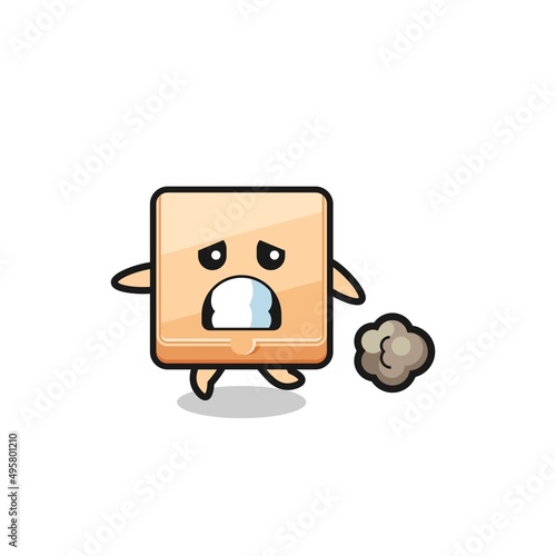 illustration of the pizza box running in fear