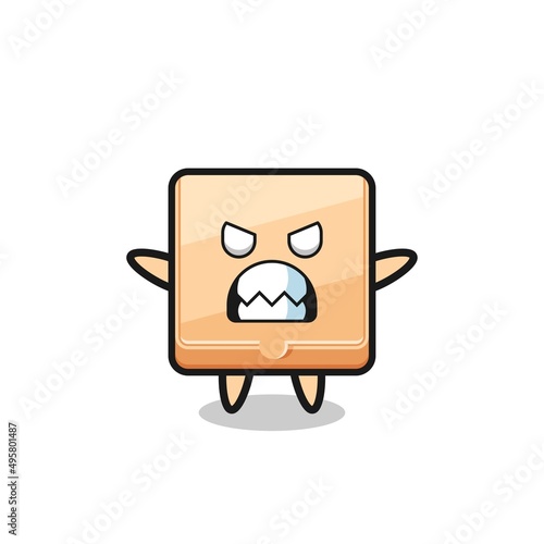 wrathful expression of the pizza box mascot character