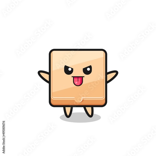 naughty pizza box character in mocking pose