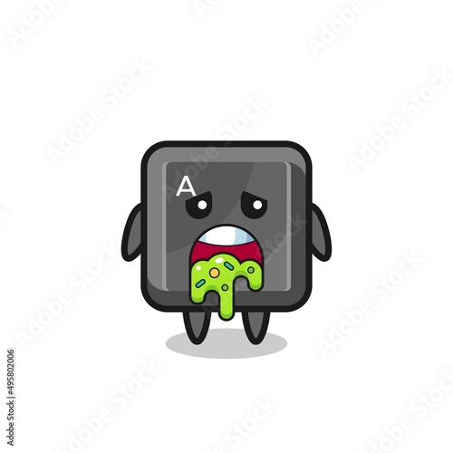 the cute keyboard button character with puke