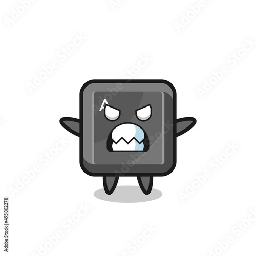wrathful expression of the keyboard button mascot character