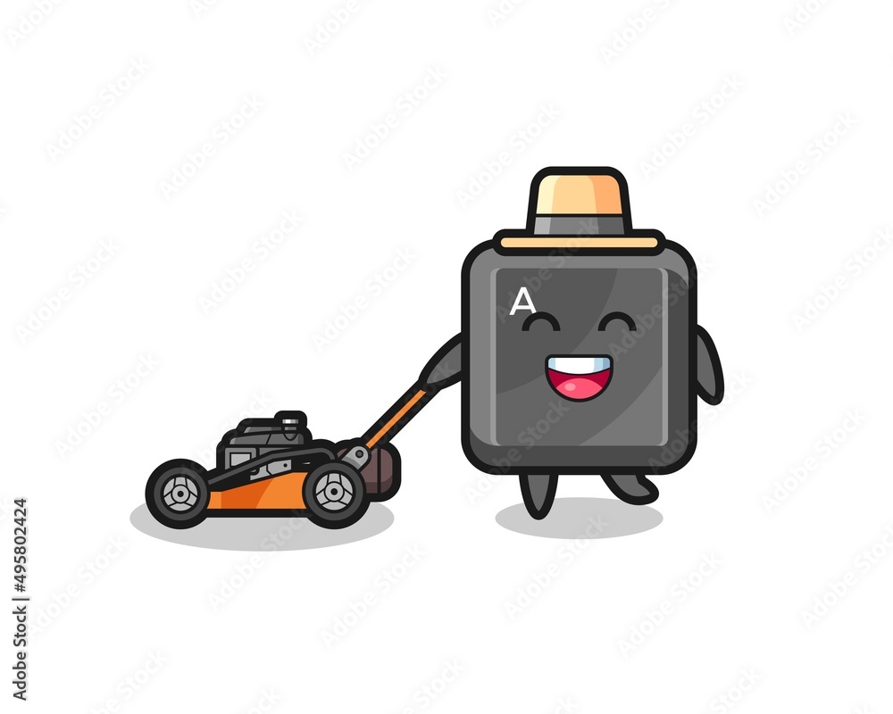 illustration of the keyboard button character using lawn mower illustration of the keyboard button character using lawn mower