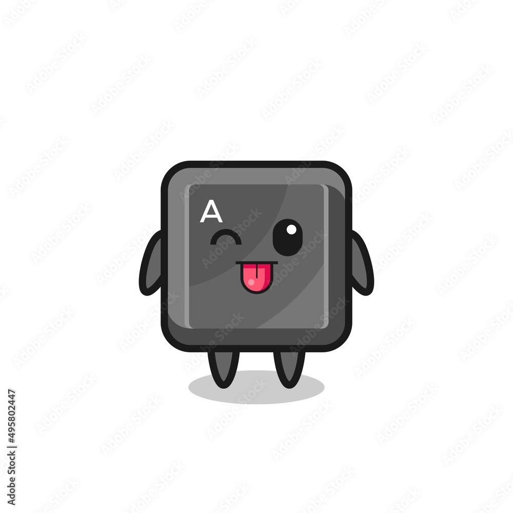 cute keyboard button character in sweet expression while sticking out her tongue cute keyboard button character in sweet expression while sticking out her tongue