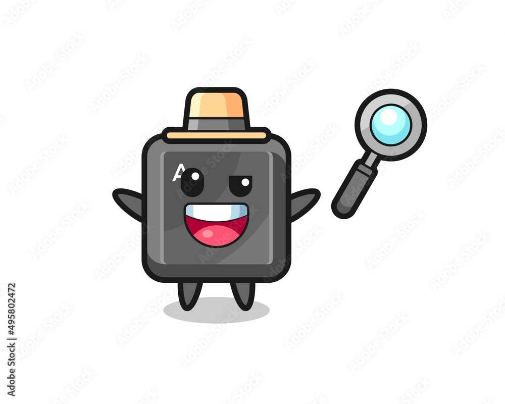 illustration of the keyboard button mascot as a detective who manages to solve a case illustration of the keyboard button mascot as a detective who manages to solve a case