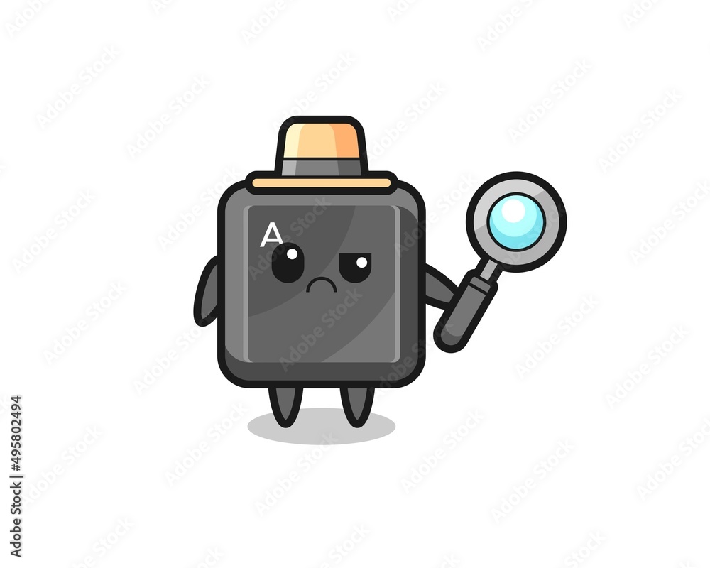 the mascot of cute keyboard button as a detective the mascot of cute keyboard button as a detective